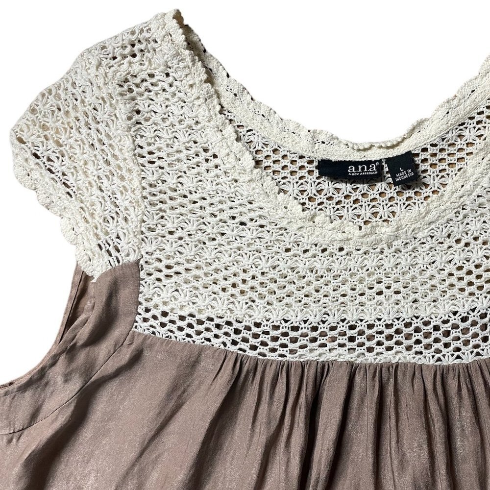 A.N.A Tunic Blouse Tan Size Large - Picture 6 of 15